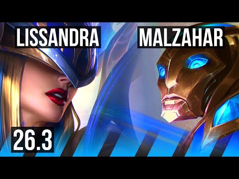 LISSANDRA vs MALZAHAR (MID) | Good KDA: 13/2/18, 36K damage | KR Master | 26.3