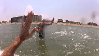 Lane Maloney riding the surf at Kill Devil Hills.