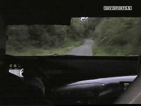 Mark Higgins hits telegraph pole British Rally Championship at Ulster Rally 2005