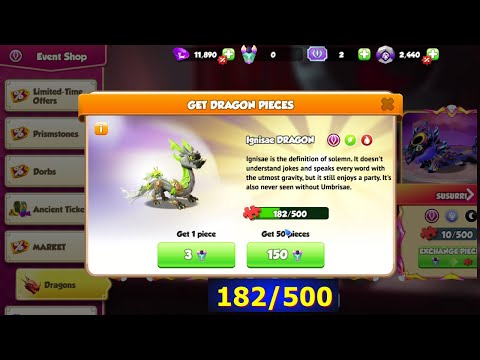 182/500 Ignisae Dragon Piece | 546 talisman in 3 days and open 310 ancient chest | DML
