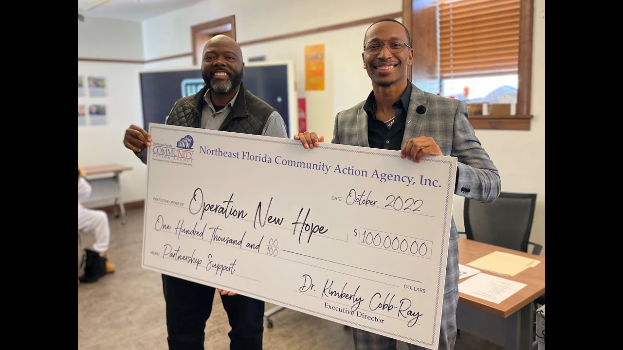 Northeast Florida Community Action Agency presents $100,000 to Operation New Hope