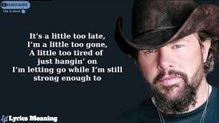 Toby Keith - A Little Too Late | Lyrics Meaning