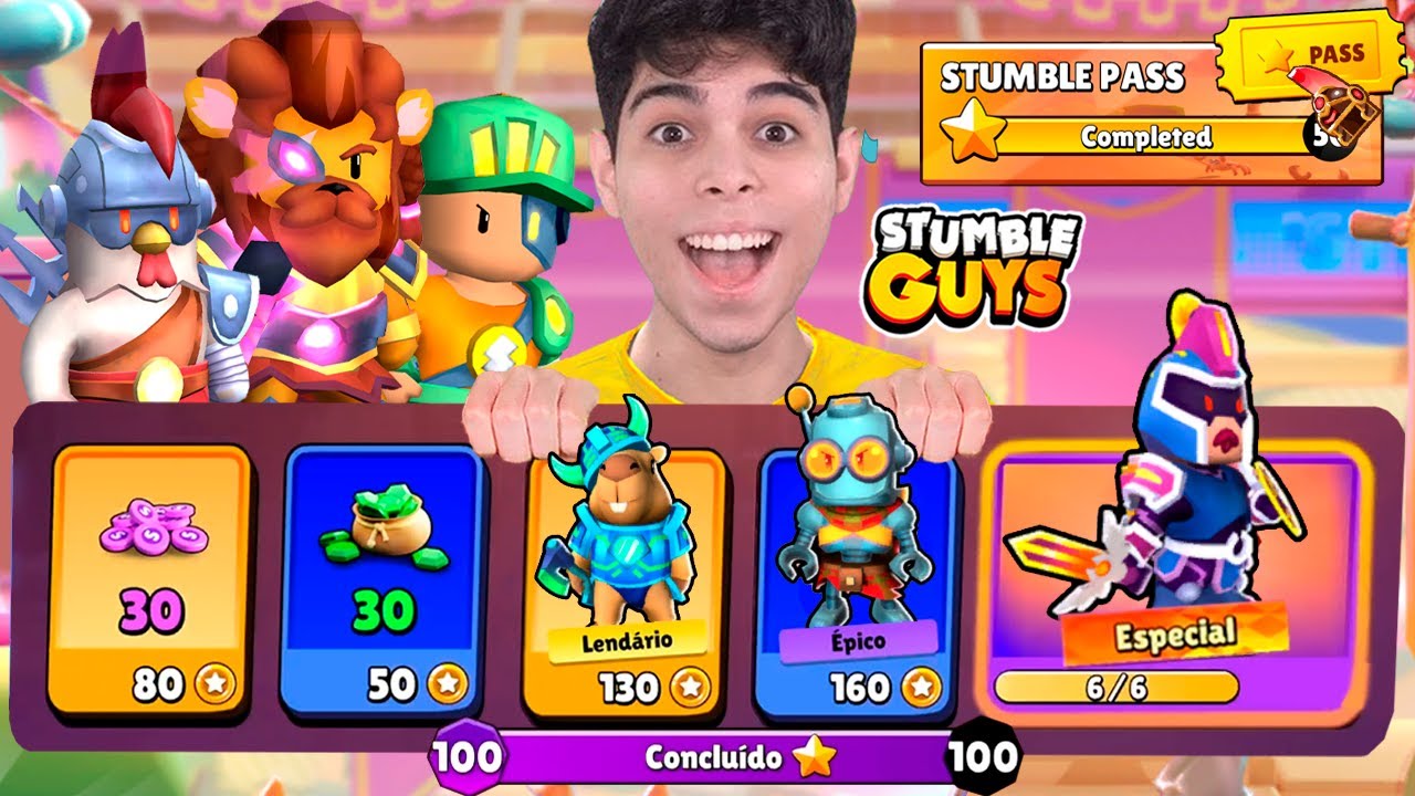 NOVO STUMBLE PASS COM SKINS GUERREIRAS NO STUMBLE GUYS!