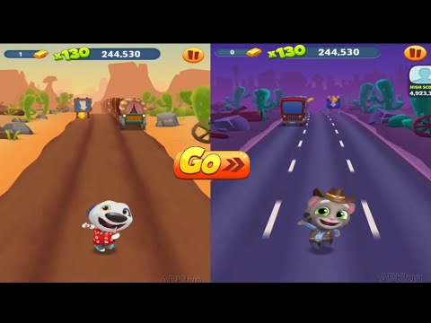 Talking Tom Gold Run Haiwaiin Hank in Wild West vs Cowboy Tom in Las Vegas | Android iOs Gameplay