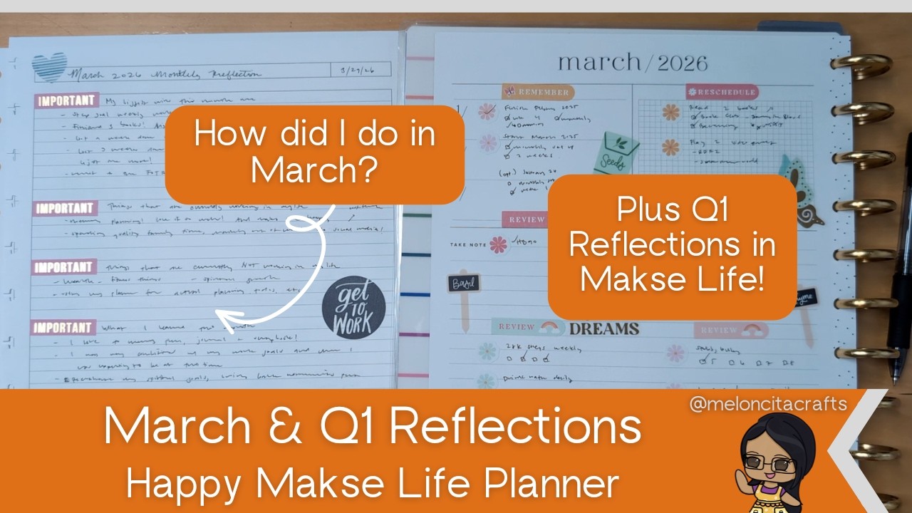 All the Reflections! March Monthly & Q1 Reflections - Happy Makse Planner | MeloncitaCrafts
