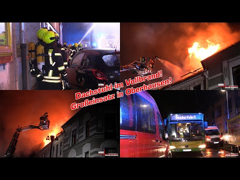 08.01.2022 - Dachstuhl im Vollbrand! Feuerwehr rettet Bewohner! Großeinsatz in Oberhausen-Alstaden!
