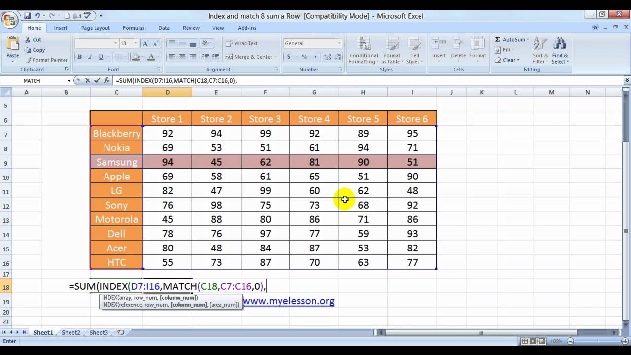 Index And Match 8 Sum A Row based On A Condition Hindi