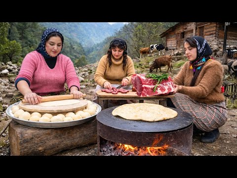 IRAN Village Cooking: Rustic Beef Doner & Fat-Wrapped Steak 🔥 Baked in a Village Oven