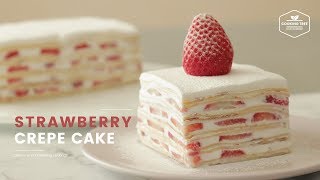 딸기🍓 크레이프 케이크 만들기 : Strawberry Crepe Cake Recipe : いちごのクレープケーキ | Cooking tree
