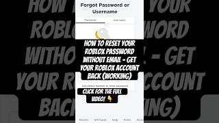 How To RESET Your Roblox Password WITHOUT EMAIL (2026) - Get Roblox Account BACK #roblox #shorts