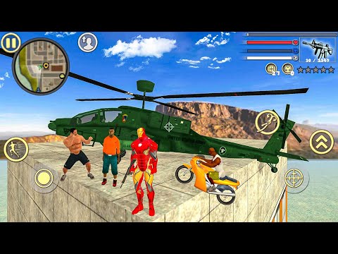 Iron Rope Hero Vice Town City Crime Simulator - Tank and Helicopter - Android Gameplay