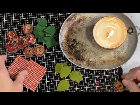 Between the projects; fabric circle flowers.