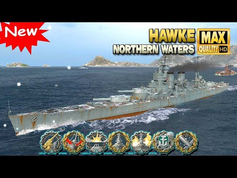 Battleship Hawke: 406 mm guns on map Northern Waters - World of Warships