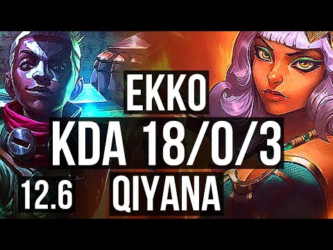 EKKO vs QIYANA (MID) | 18/0/3, Legendary, 6 solo kills, 1.2M mastery | EUW Master | 12.6