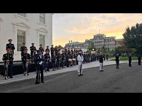 Honor guards and military band stand ready to welcome Xi Jinping
