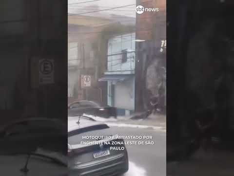 Motoqueiro é arrastado por enchente na zona leste de São Paulo