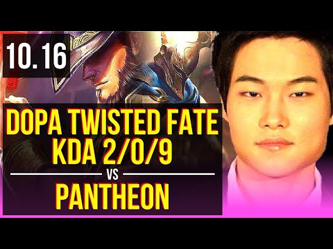 Dopa TWISTED FATE vs PANTHEON (MID) | KDA 2/0/9 | KR Grandmaster | v10.16