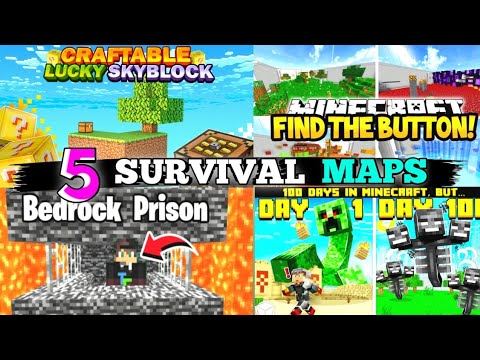 Top 5 epic survival maps Minecraft pocket edition 1.19 | best 100 day challenge map mcpe | mcpe maps
