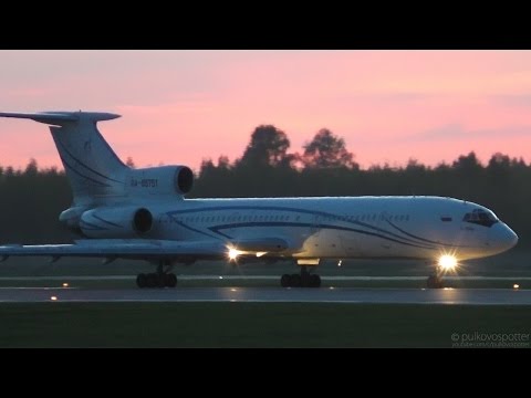 RARE: TUPOLEV TU-154M Gazpromavia | Beautiful sunset landing at St. Petersburg airport Pulkovo