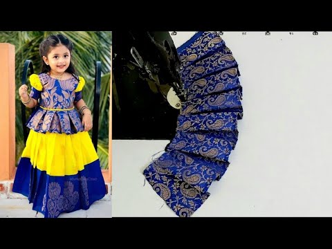 Simple pattu pavadai sattai cutting and stitching easy method Pattu pavadai designs blouse design