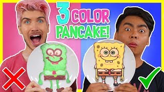 3 COLOR PANCAKE ART CHALLENGE! w/ Guava Juice