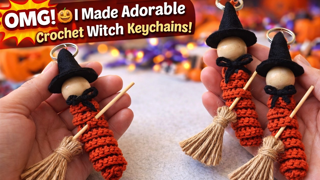 SUPER EASY Witch Keychain 🧹🖤 | Adorable Crochet Halloween Charm Tutorial
