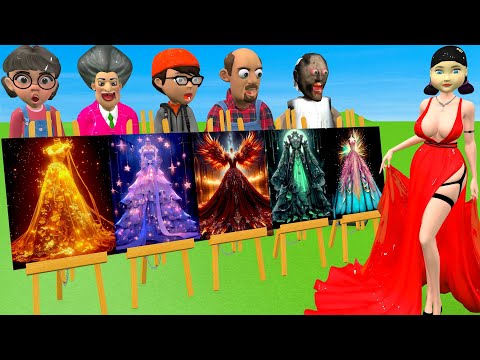 Scary Teacher 3D vs Squid Game Choose Beautiful Princess Dress vs Dressing Room 5 Times Challenger