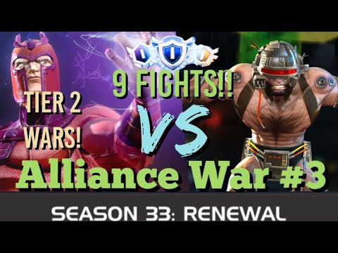 MCOC - Alliance War - Season 33 - War #3 - 9 FIGHTS!! - Magneto Vs Weapon X and Nimrod!!