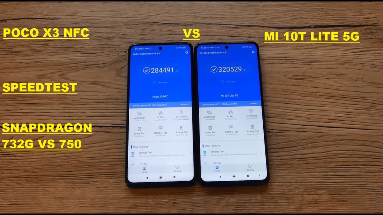 POCO X3 NFC vs MI 10T LITE 5G - SPEEDTEST Comparison ! Snapdragon 732G vs 750 !