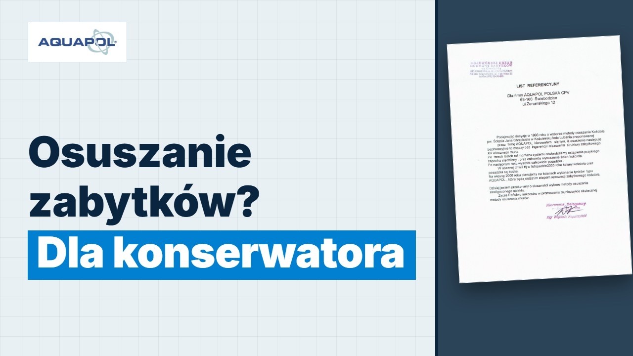Osuszanie murów w zabytkach: dokumentacja dla architekta i konserwatora