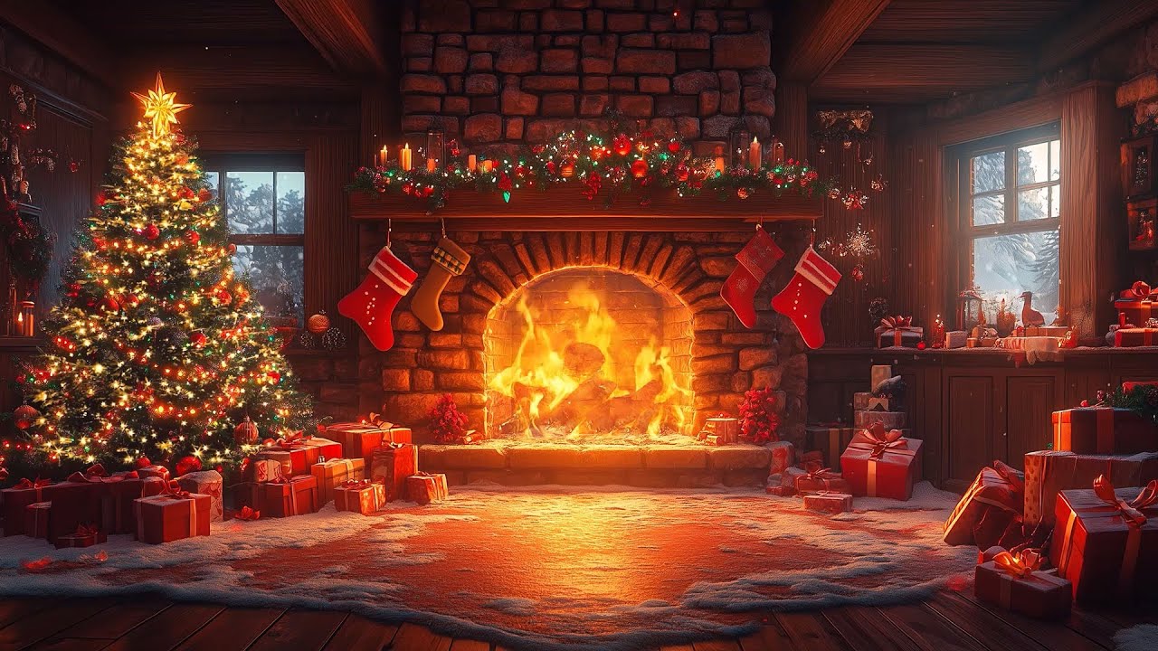 Fireplace Crackle & Snowstorm 🔥 Cozy ASMR Ambience for Stress Relief and Restful Sleep