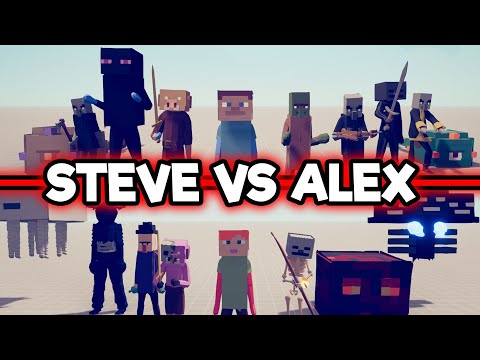 STEVE TEAM vs ALEX TEAM MINECRAFT FIGHT EACH OTHER -  - Totally Accurate Battle Simulator | TABS