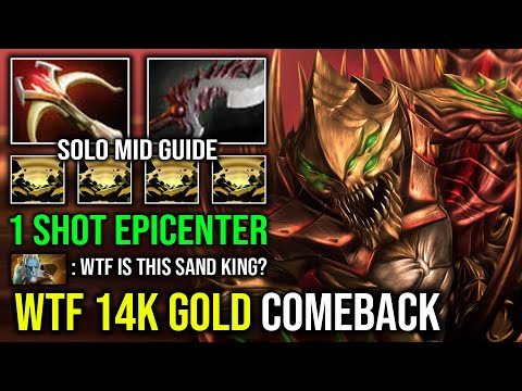 WTF 14K GOLD COMEBACK Solo Mid Sand King 1 Shot Epicenter Abyssal Blade Daedalus Crit Dota 2