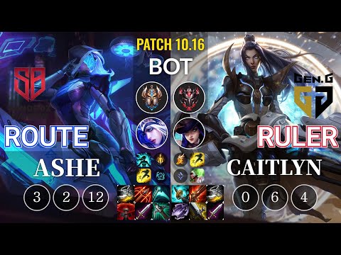 SB Route Ashe vs GEN Ruler Caitlyn Bot - KR Patch 10.16
