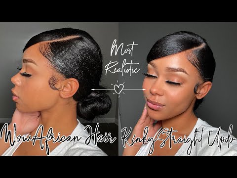 Easy & Realistic Wig Updo With Kinky Straight Texture...