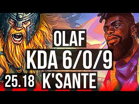 OLAF vs K'SANTE (TOP) | 6/0/9, Dominating | KR Challenger | 25.18