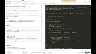 YouTube video 'leetcode 2423. Remove Letter To Equalize Frequency - two solutions: 1. simulation; 2. classify cases'