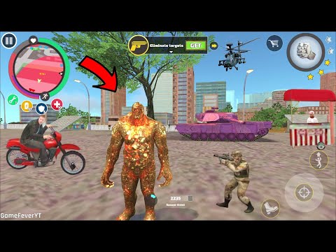 Rope Hero: Vice Town - (Giant Stone Man Fight with Skull Bike) Bike Stunts - Android Gameplay HD