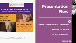 Recognition Award Ceremony & webinar Recognizing Vulnerable Victims' Needs through the Court Process