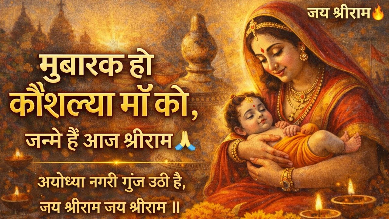 मुबारक हो कौशल्या माँ को, जन्मे हैं आज श्रीराम (बधाई गीत) भजन लिरिक्स Video