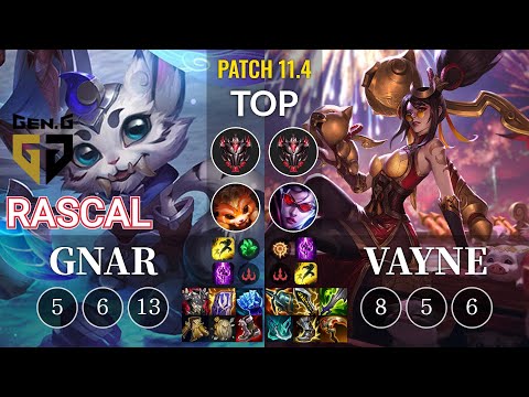 GEN Rascal Gnar vs Vayne Top - KR Patch 11.4