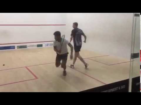 Queens 1 vs Pontefract 2 Yorkshire Premier League squash - through the legs Richie!