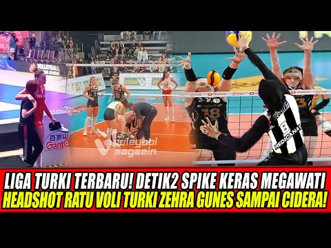 LATEST TURKISH LEAGUE🔥SECONDS OF MEGAWATI'S HARD SPIKE HEADSHOT TURKISH VOLLEYBALL QUEEN ZEHRA GU...
