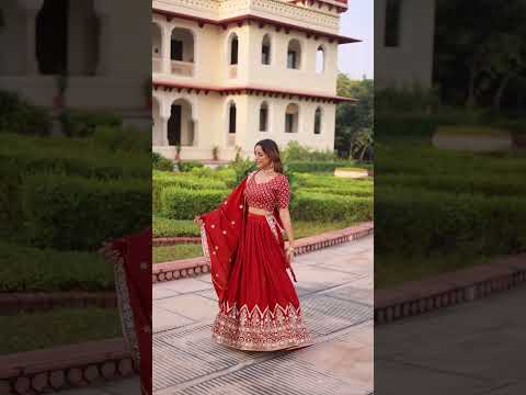 Rust Orange Vichitra Silk Embroidered Lehenga Choli with Designer Dupatta Stitched Lehenga with Canvas Flair & Latkan