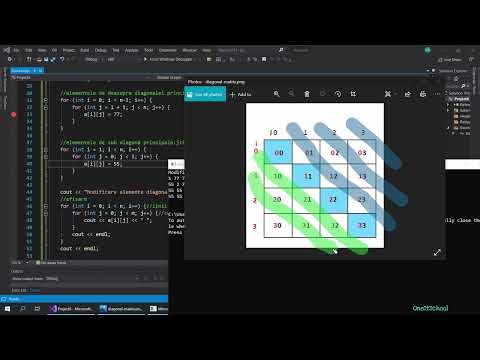 Curs C++ Matrici patratice: Diagonala principala-proprietati (lectia 23)