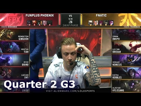 FPX vs FNC - Game 3 | Quarter Finals S9 LoL Worlds 2019 | FunPlus Phoenix vs Fnatic G3