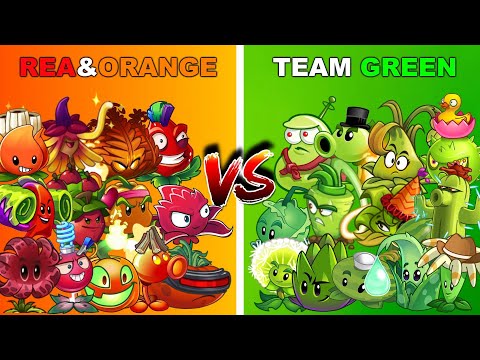Team GREEN vs ORANGE & RED Plants - Who Will Win? - PvZ 2 Team Plant vs Team Plant