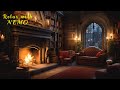 Hogwarts Common Study Room | Cozy Fireplace and Rainy Night Ambience for Relaxation, Study and Sleep