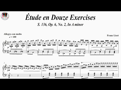 Étude en Douze Exercices, S. 136, Op. 6, No. 2, In A minor - Franz Liszt, Piano