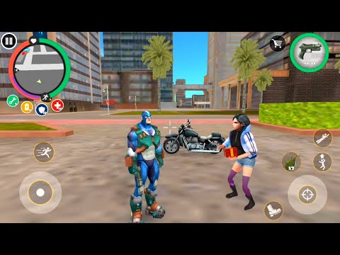 Rope Hero Vice Town | BD 100 Power Green Robot Vs Black Robot | Rope Hero Police Army Fight Tank